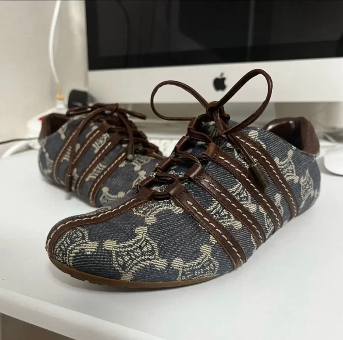 올드셀린느 아카이브 트리오페 데님/레더 스니커즈 상품이미지2