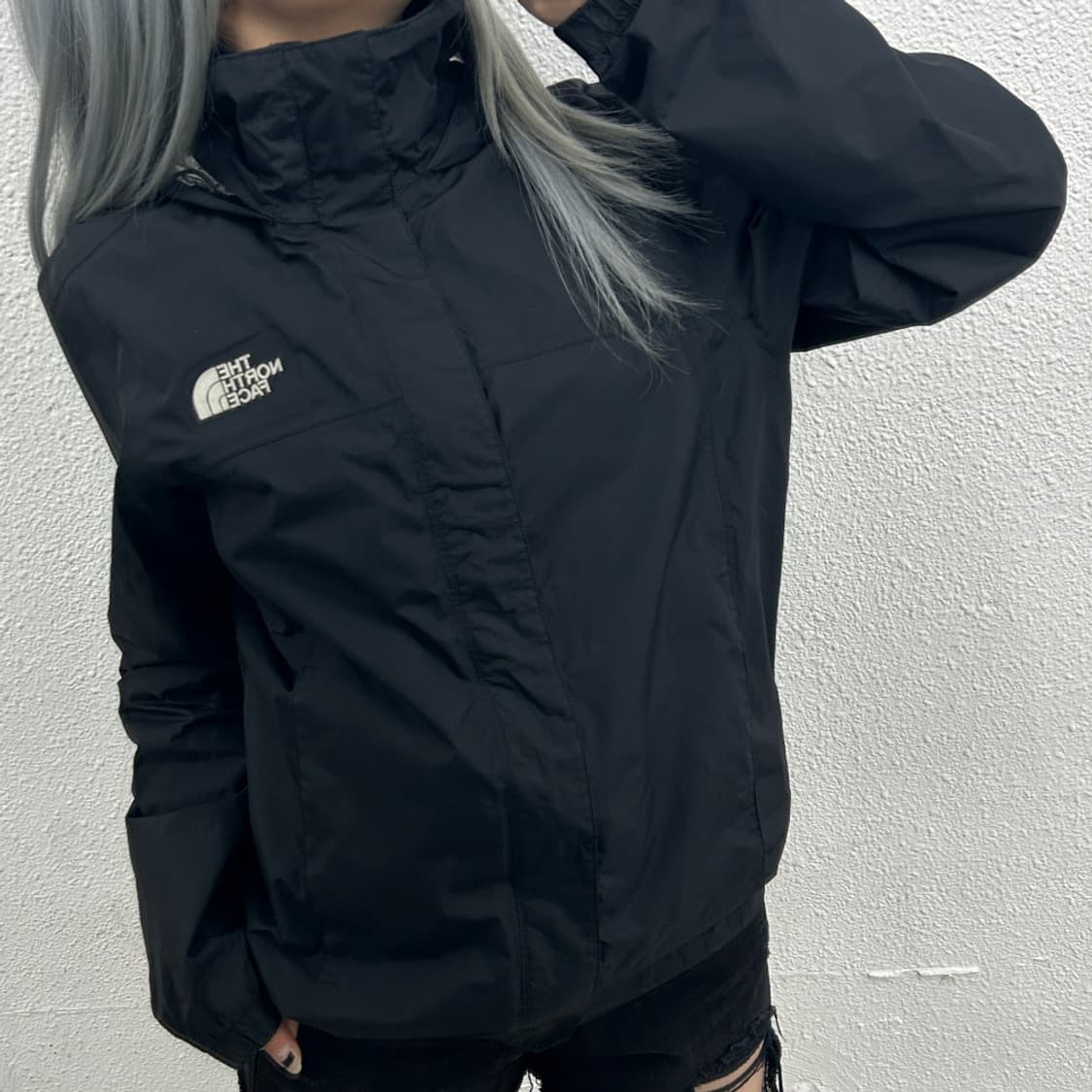 노스페이스 로고 블랙 후드 바람막이 S 상품이미지2