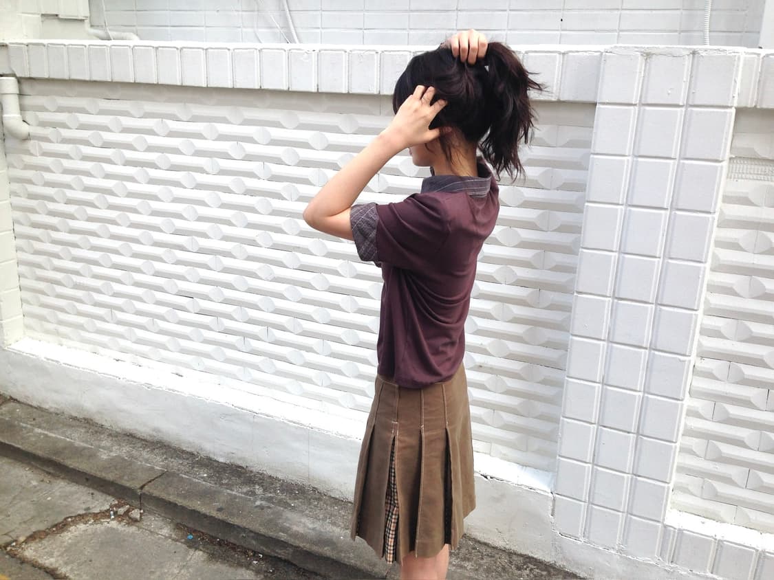 빈티지 프릴 반팔 셔츠 브라운 상품이미지10