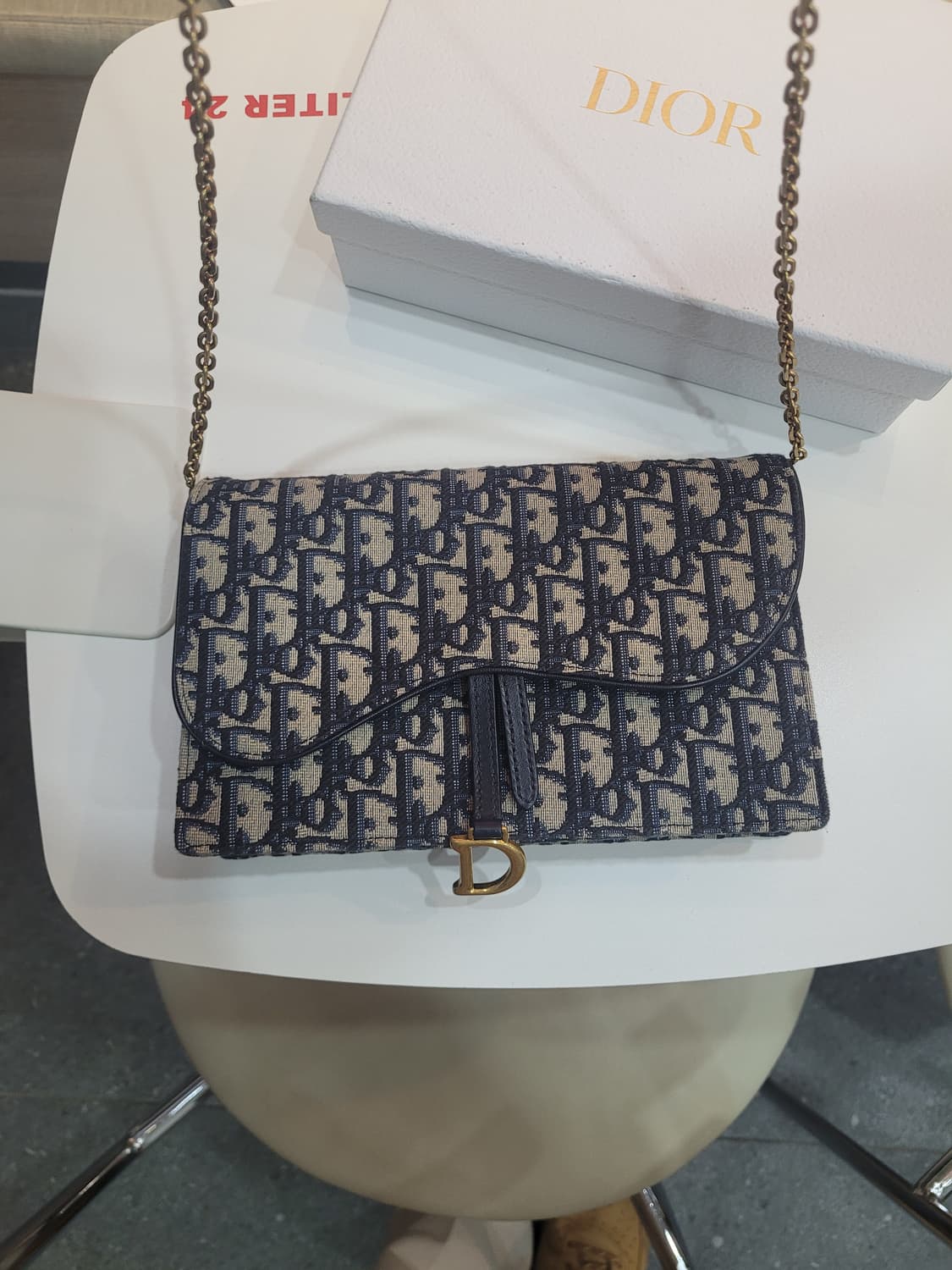 (풀구성,새상품급) 디올 오블리크 새들 체인백 상품이미지3