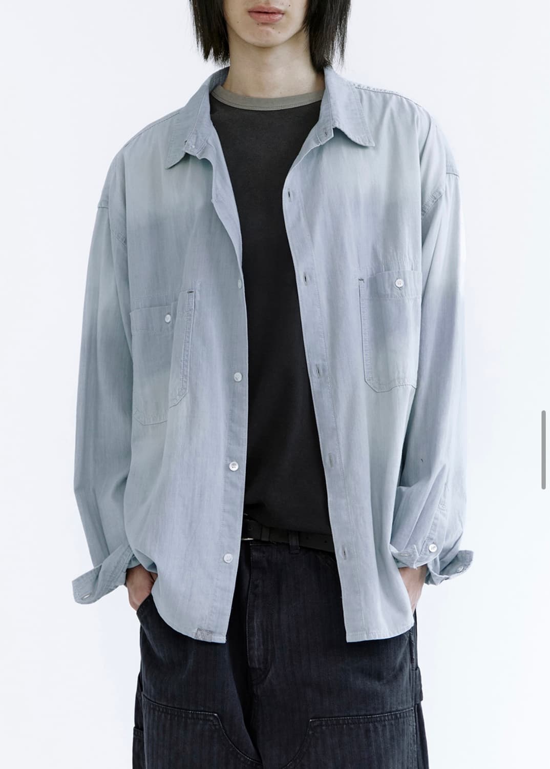 폴리테루 유즈드 데님 셔츠 라이트 블루 2사이즈 상품이미지2