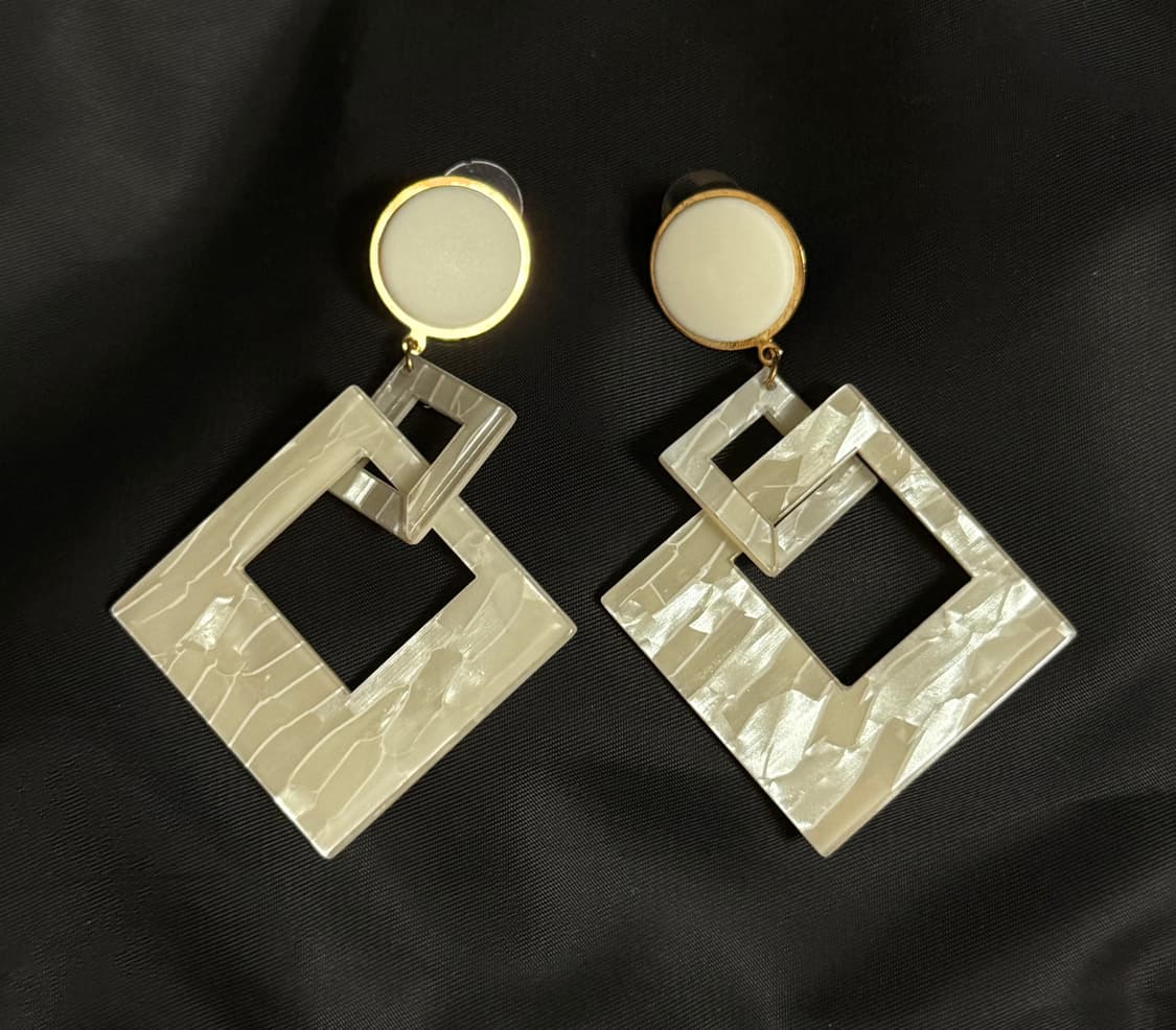 Marble Design Square Earrings 상품이미지1