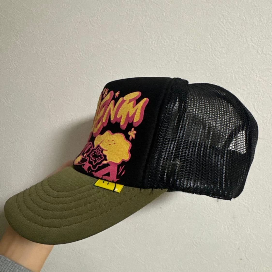 캐피탈 더 데님 다이드 프린트 트러커 캡 블랙 카키 상품이미지3