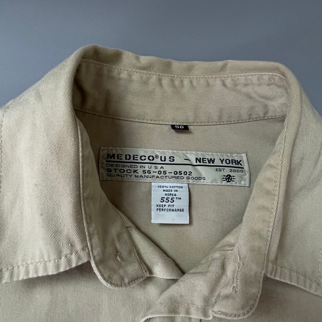  메데코 USA 빈티지 베이지 밀리터리 워크셔츠 2XL 상품이미지4