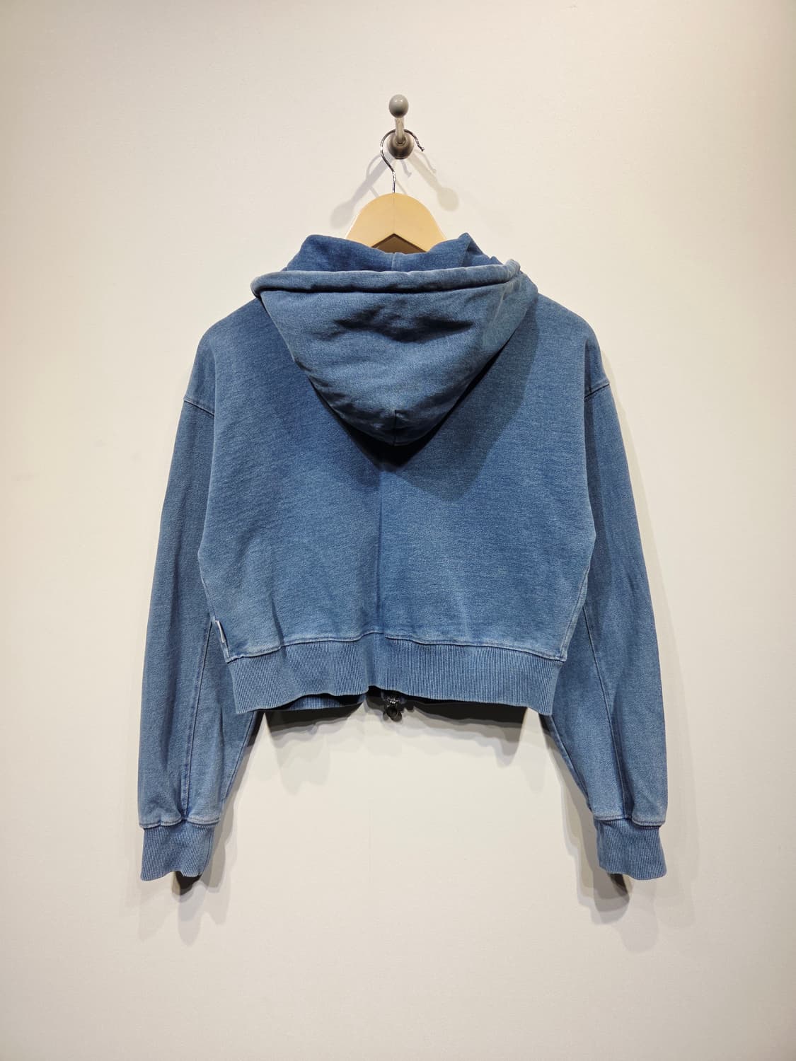 WACKY WILLY 와키윌리 우먼스 워싱 크롭 후드 집업 블루 상품이미지6