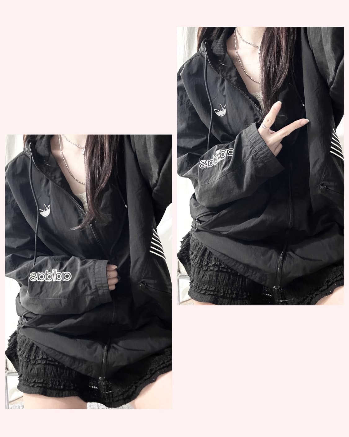 아디다스 자수로고 블랙 나일론 자켓 상품이미지2