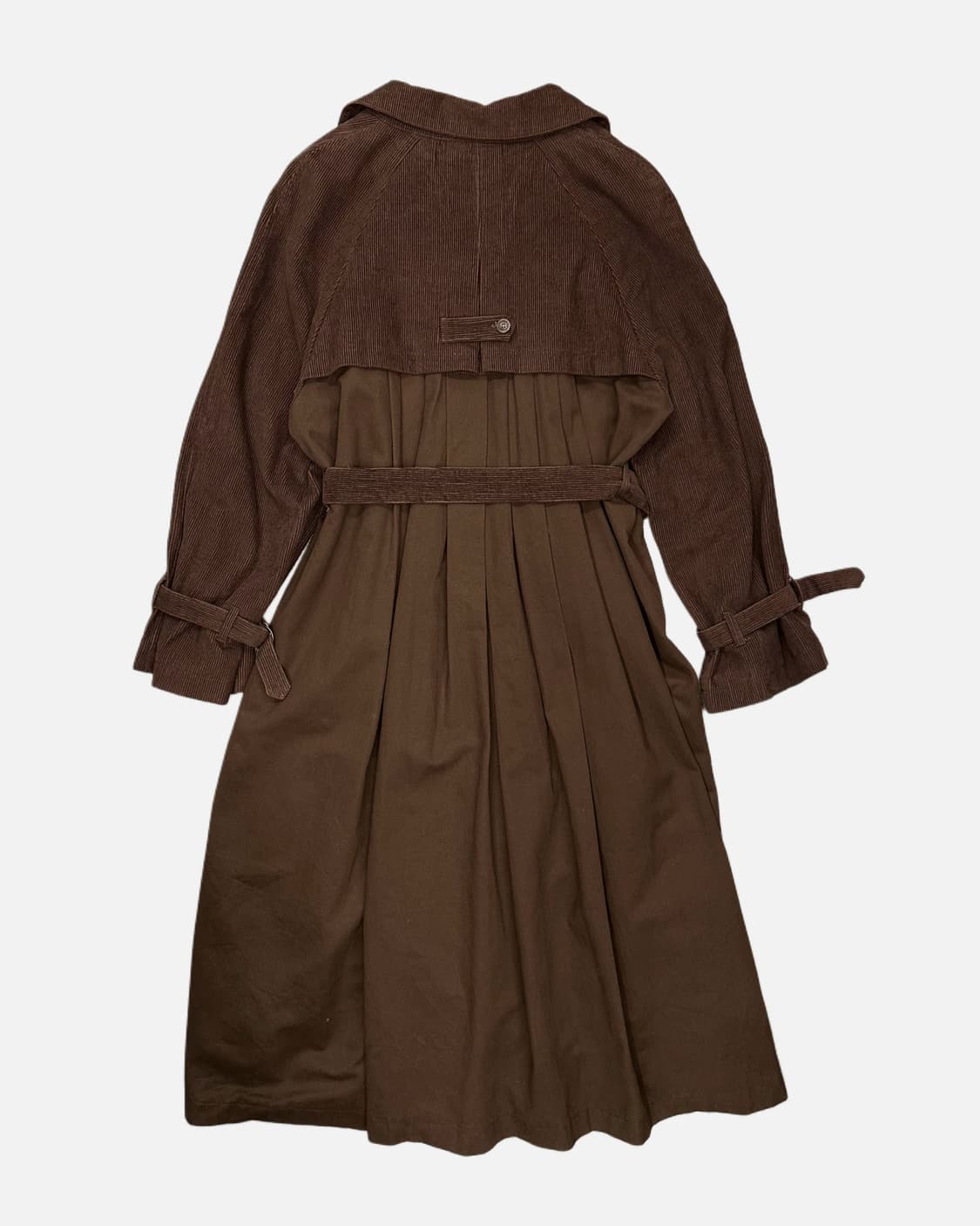 brown corduroy mixed pleats coat 상품이미지4