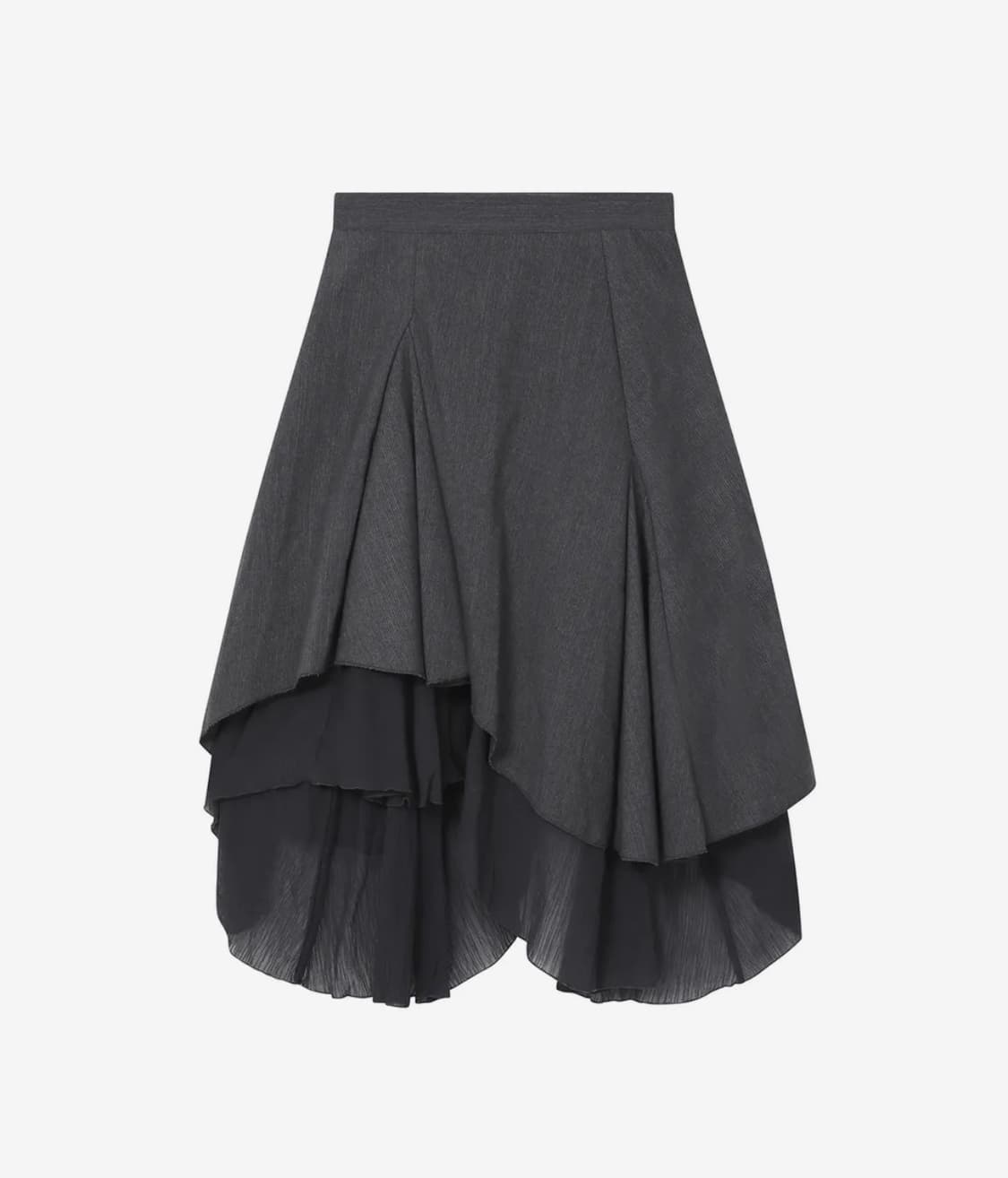 Misekiseoul 미세키서울 언발란스 레이어드 스커트 치마 차콜 컬러 상품이미지2