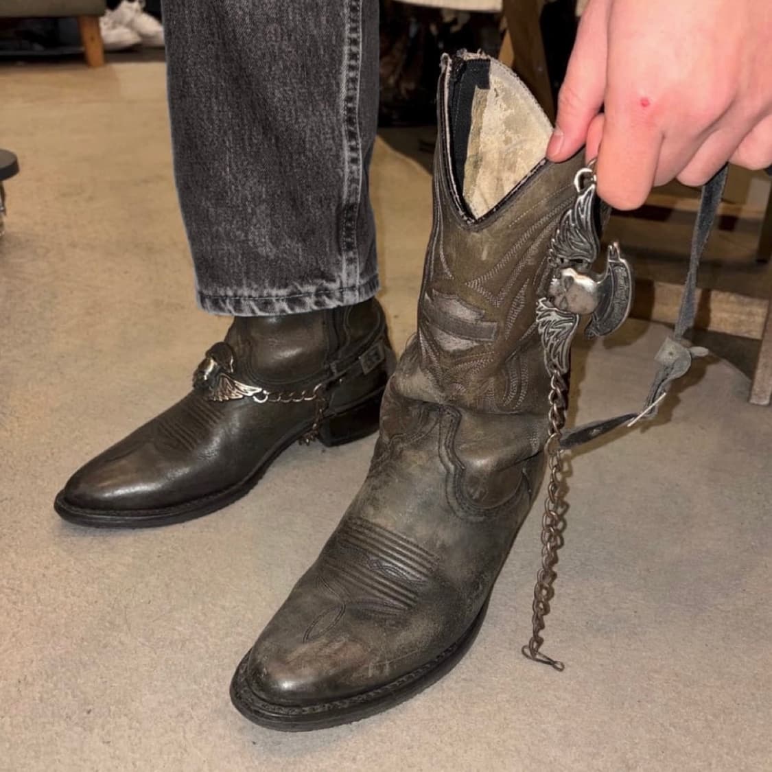 할리데이비슨 체인 웨스턴부츠(희귀 빈티지 에이징)260 상품이미지4