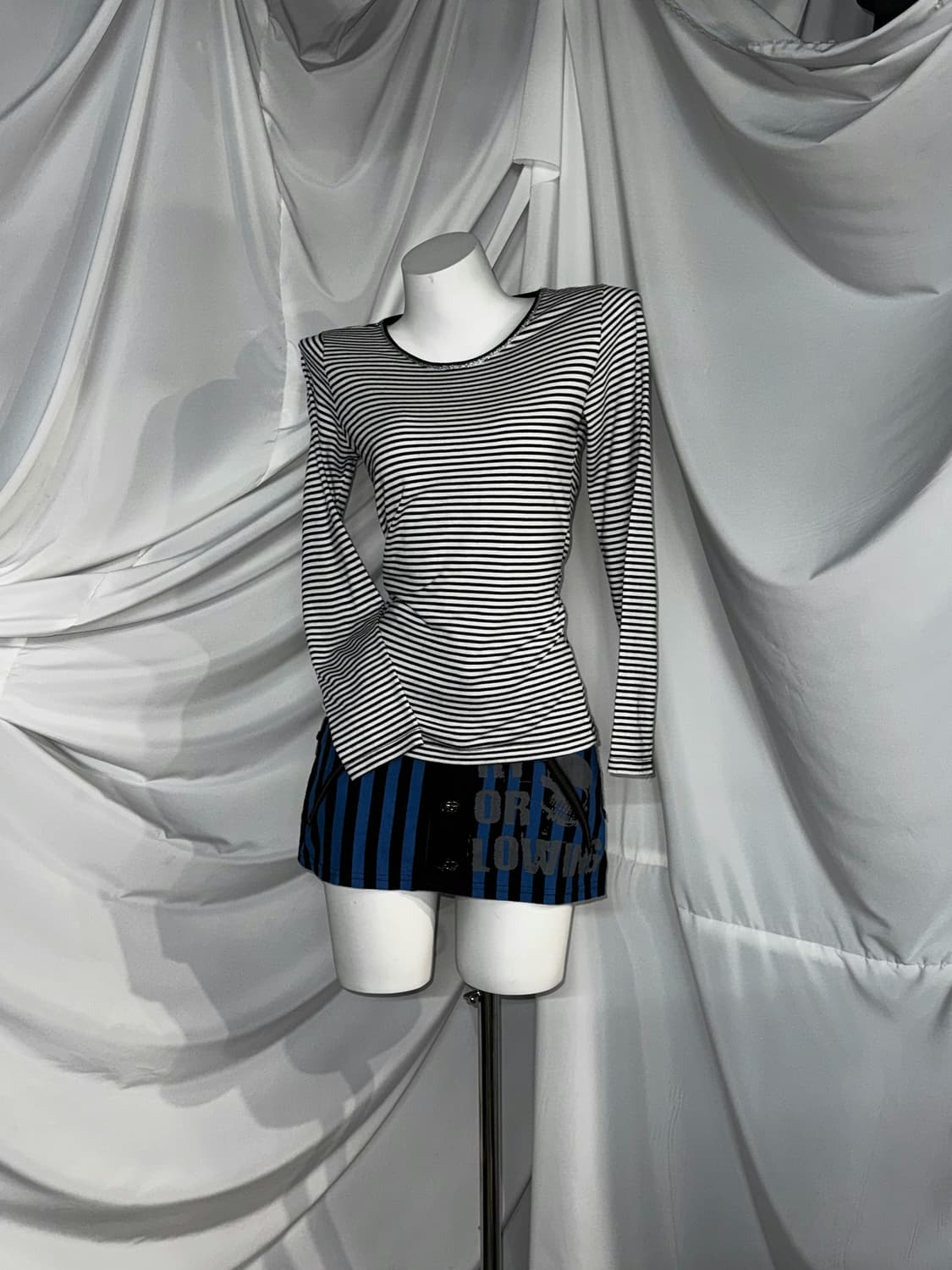 캐캐체 아무사복깔 키치펑크 블루 스트라이프 코디세트  상품이미지6