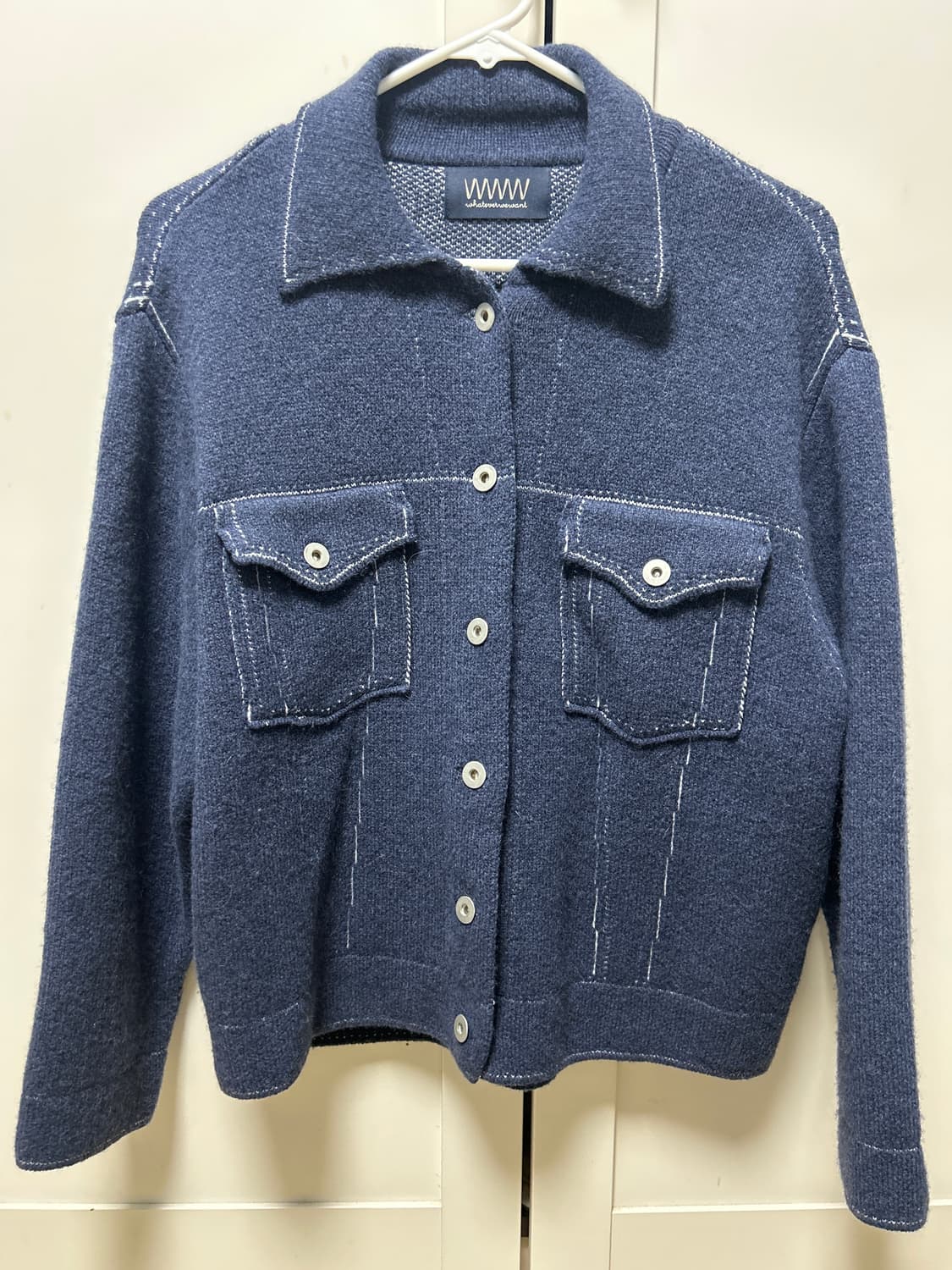 네이비 알파카 울 니트 자켓 상품이미지2