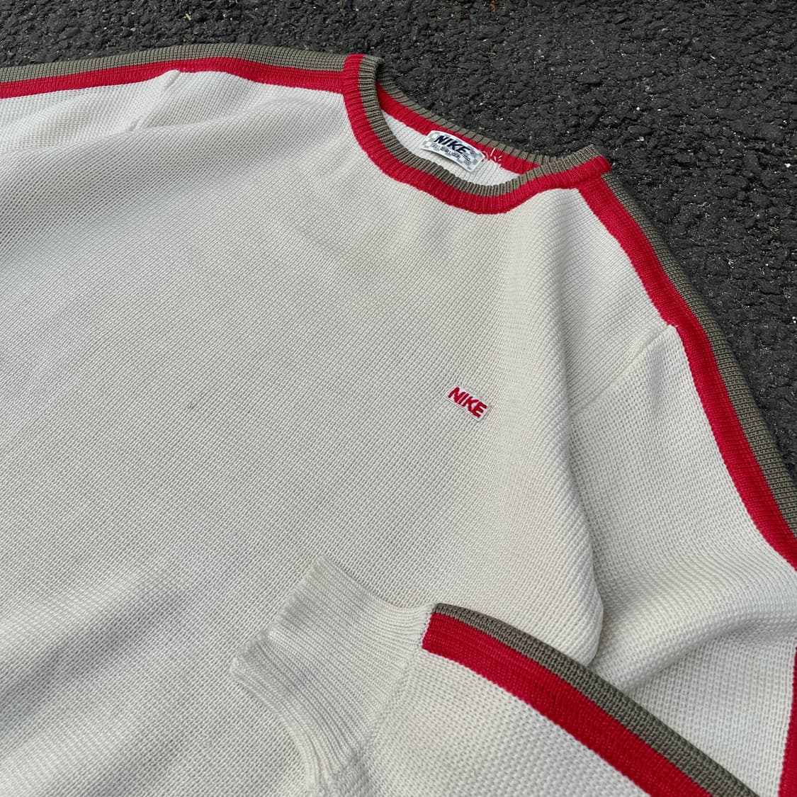 80s Nike 한국나이키 아카이브 와플 배색 올드스쿨 니트 스웨터 L 상품이미지4