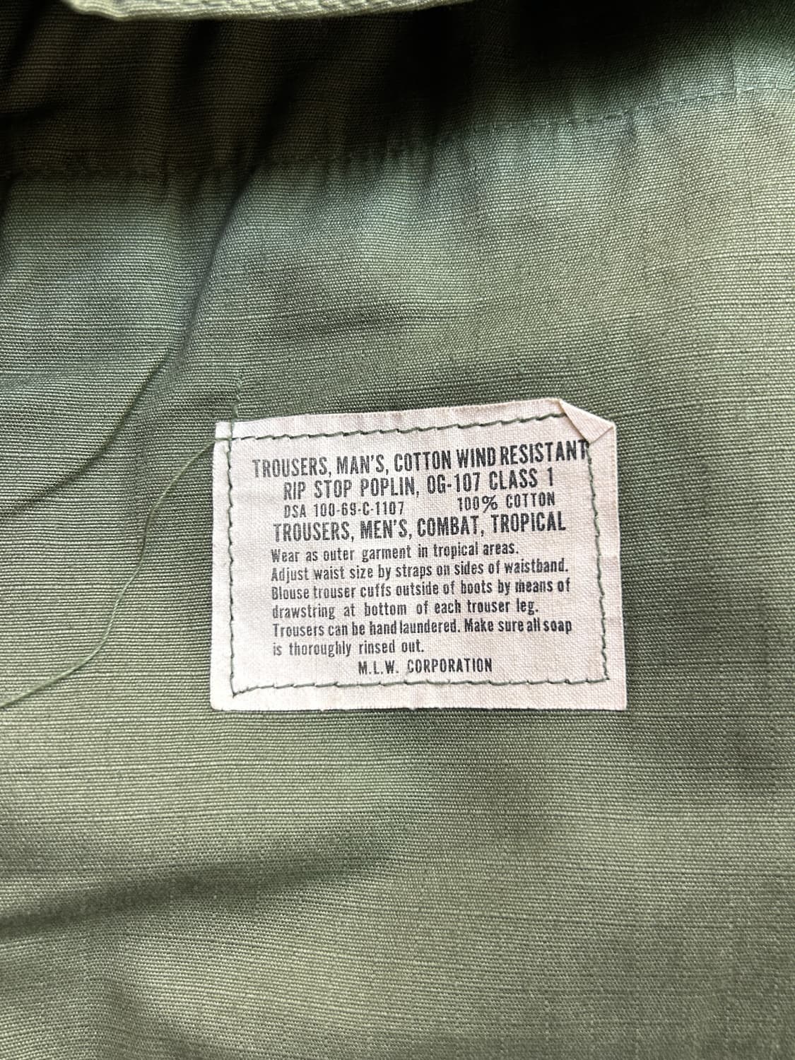 1969 US ARMY 오리지널 정글퍼티그 팬츠 상품이미지7