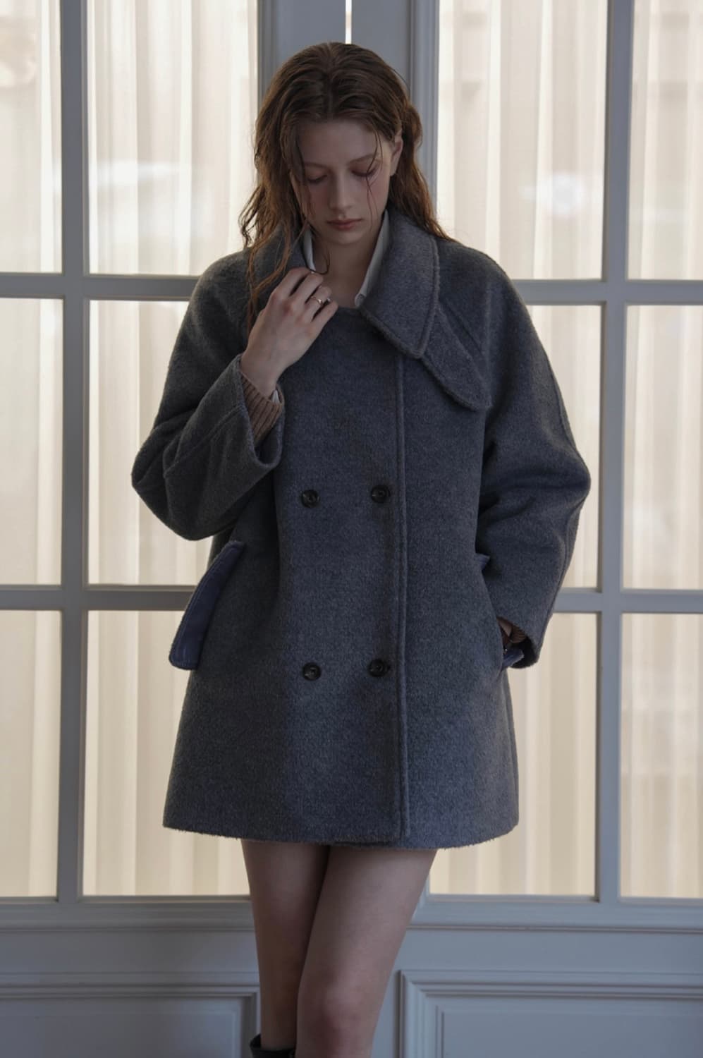 드헤베 울 더블 하프 코트 상품이미지4