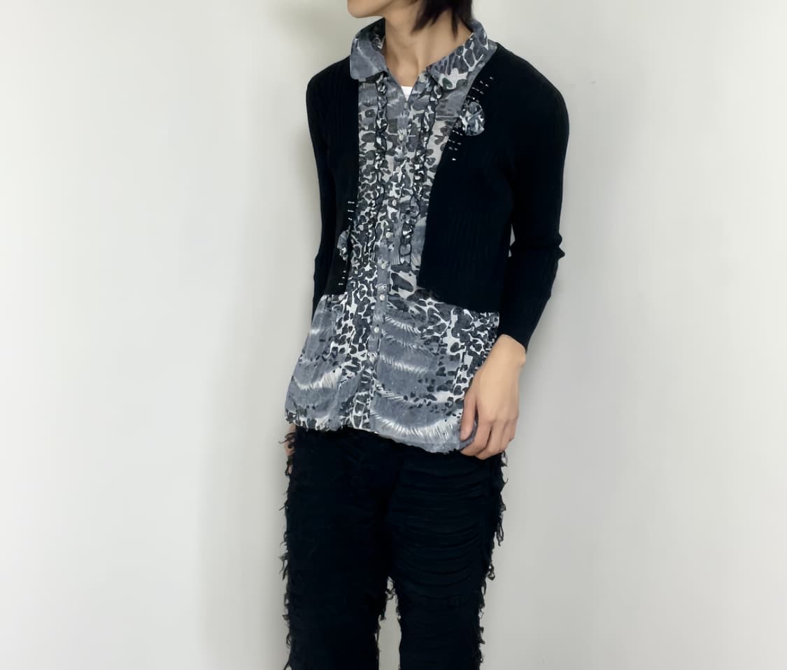 Leopard detail long cardigan 상품이미지1