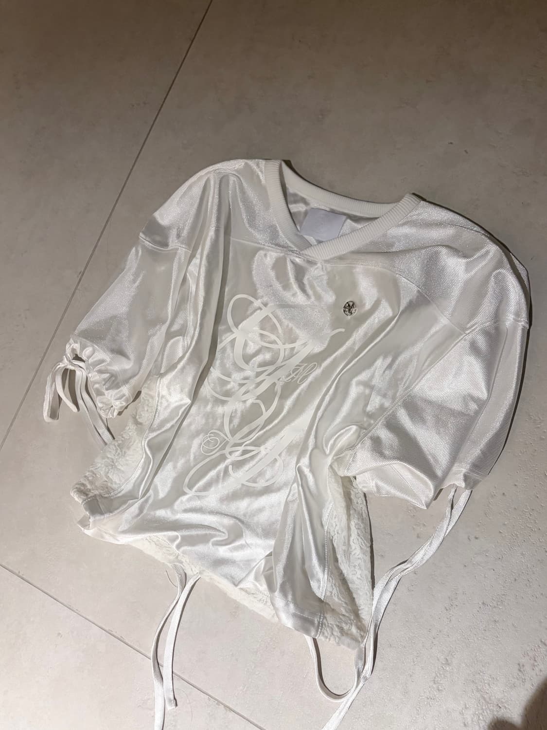 김미더영 풋볼 져지 레이스 반팔 티  상품이미지1