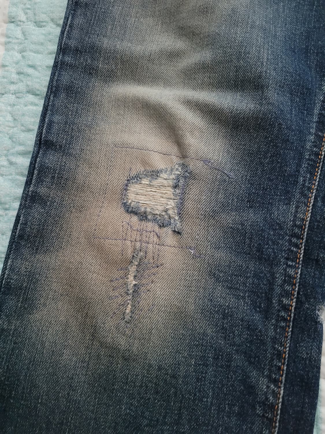 누디진 nudiejean 씬핀 매드 레플리카 데미지리페어 스판슬림진 32 상품이미지2