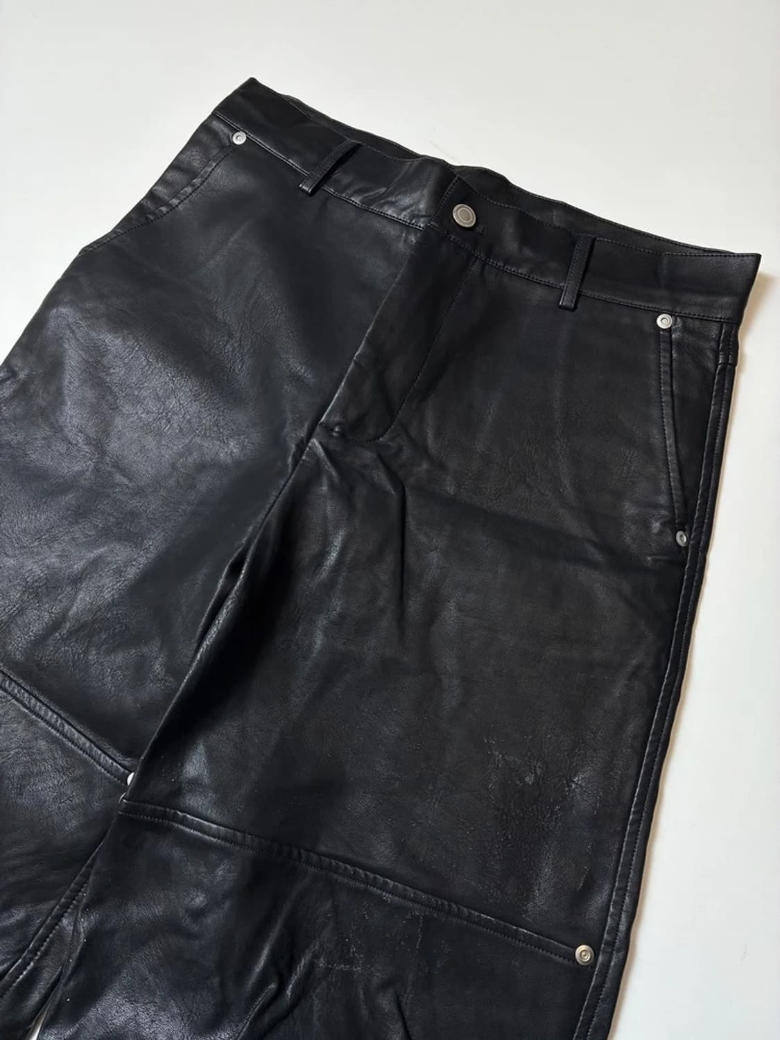 라퍼지스토어 버핑 레더 더블니 와이드 팬츠 PN8235 상품이미지5