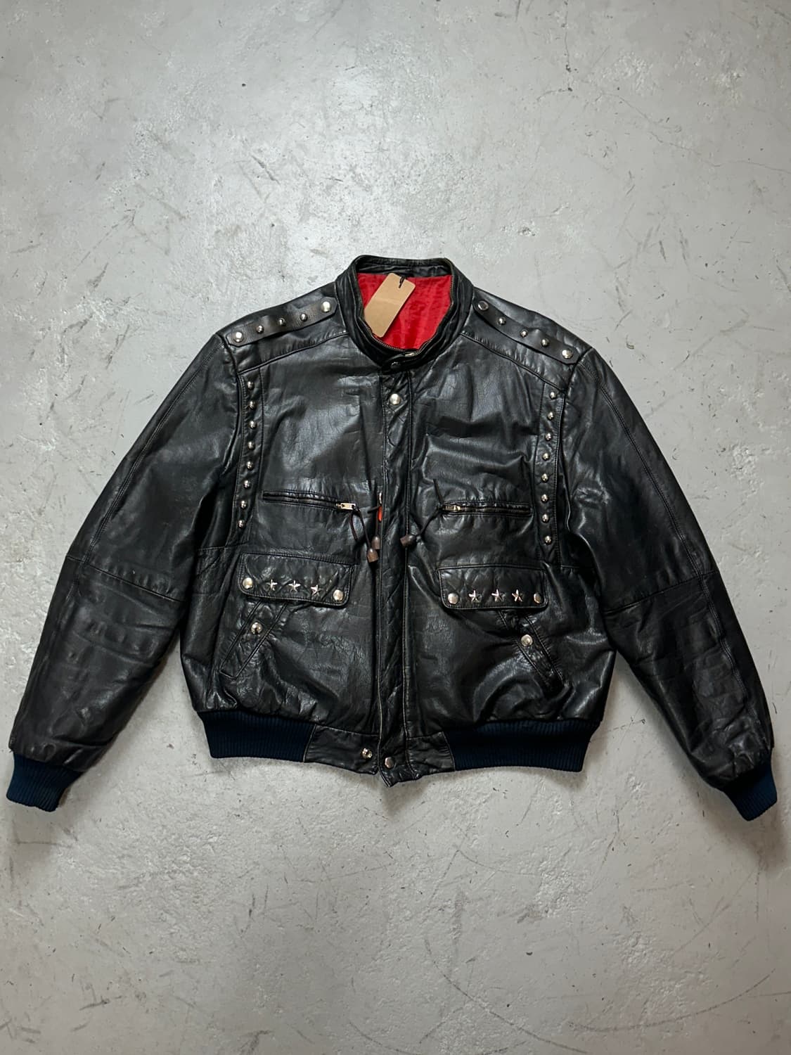 90's 빈티지 스터드 레더 봄버 빈티지 레더 자켓 상품이미지1