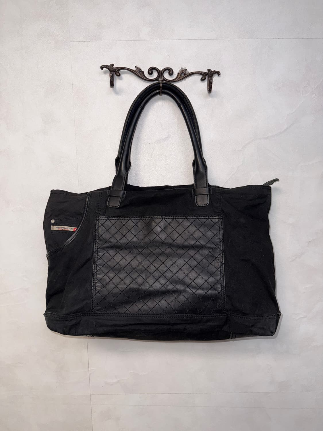 DIESEL black cotton leather boston bag 상품이미지1