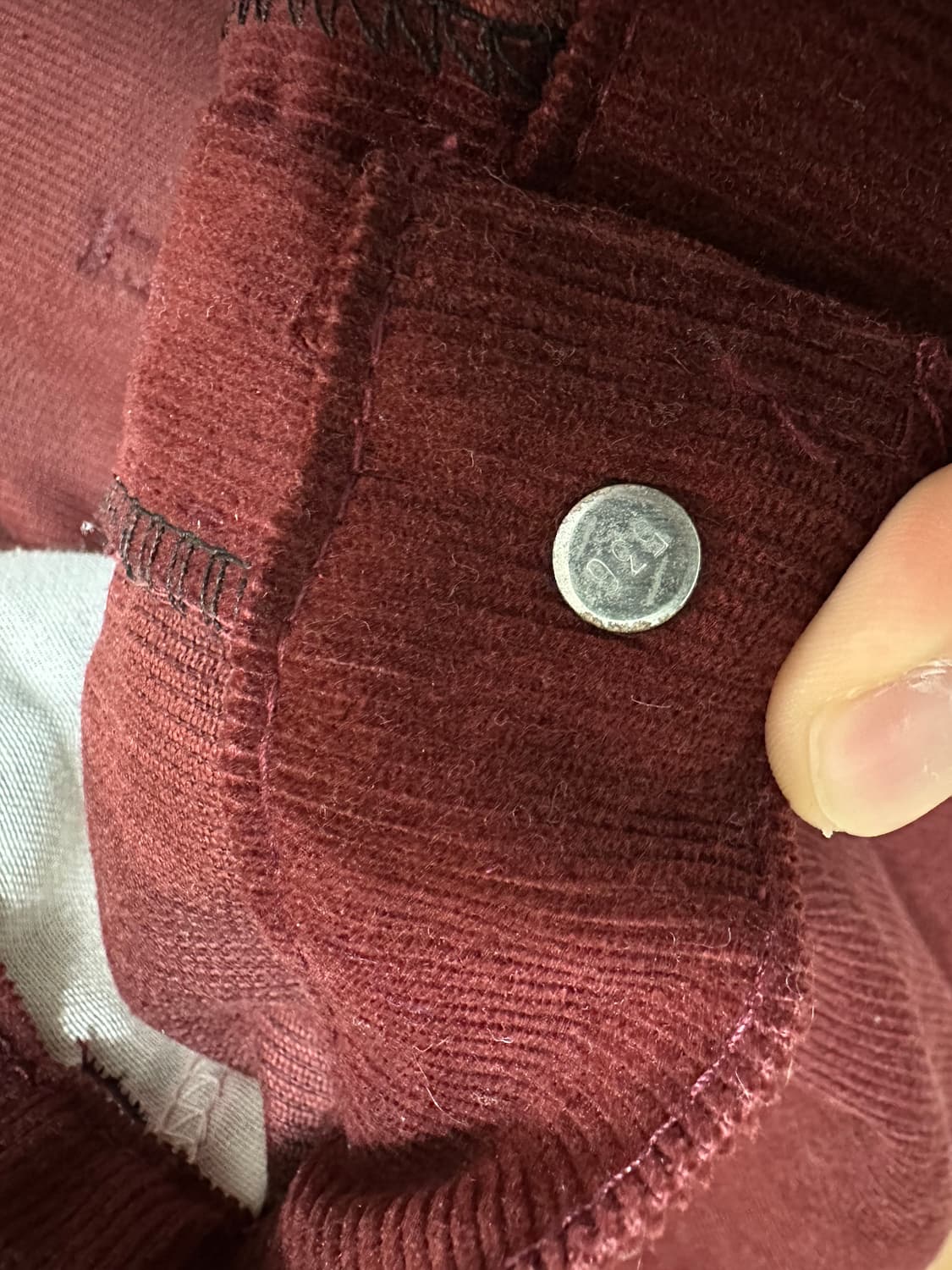 80s!! 38X31 데드스탁 리바이스 519 버건디 코듀로이 팬츠 상품이미지8