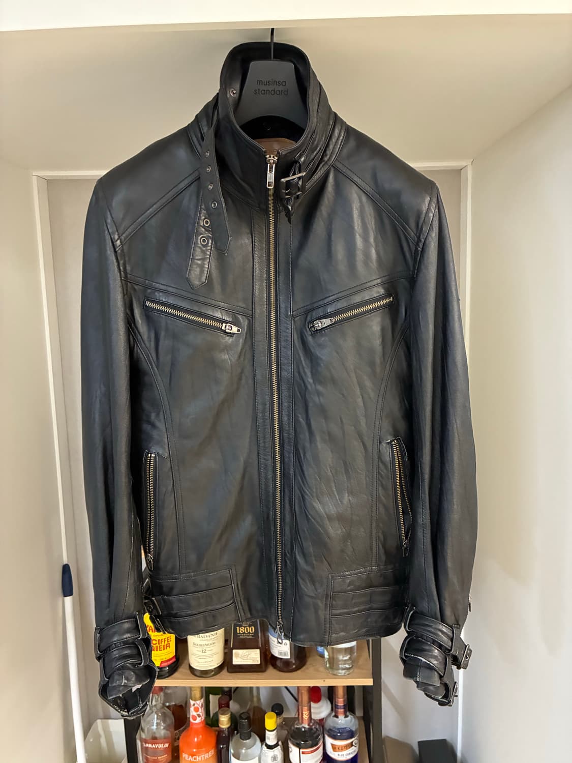 잭로즈 하이넥 바이커 레더 자켓 4 상품이미지1