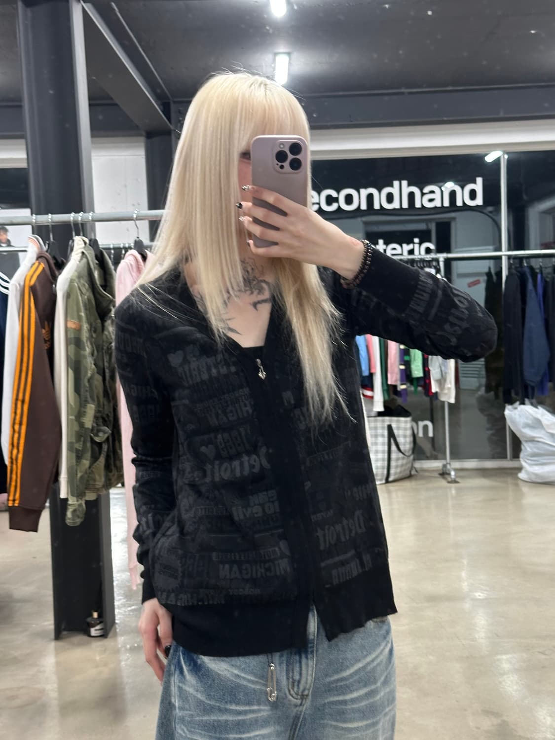 히스테릭 글래머 하트 자물쇠 지퍼 가디건 상품이미지1