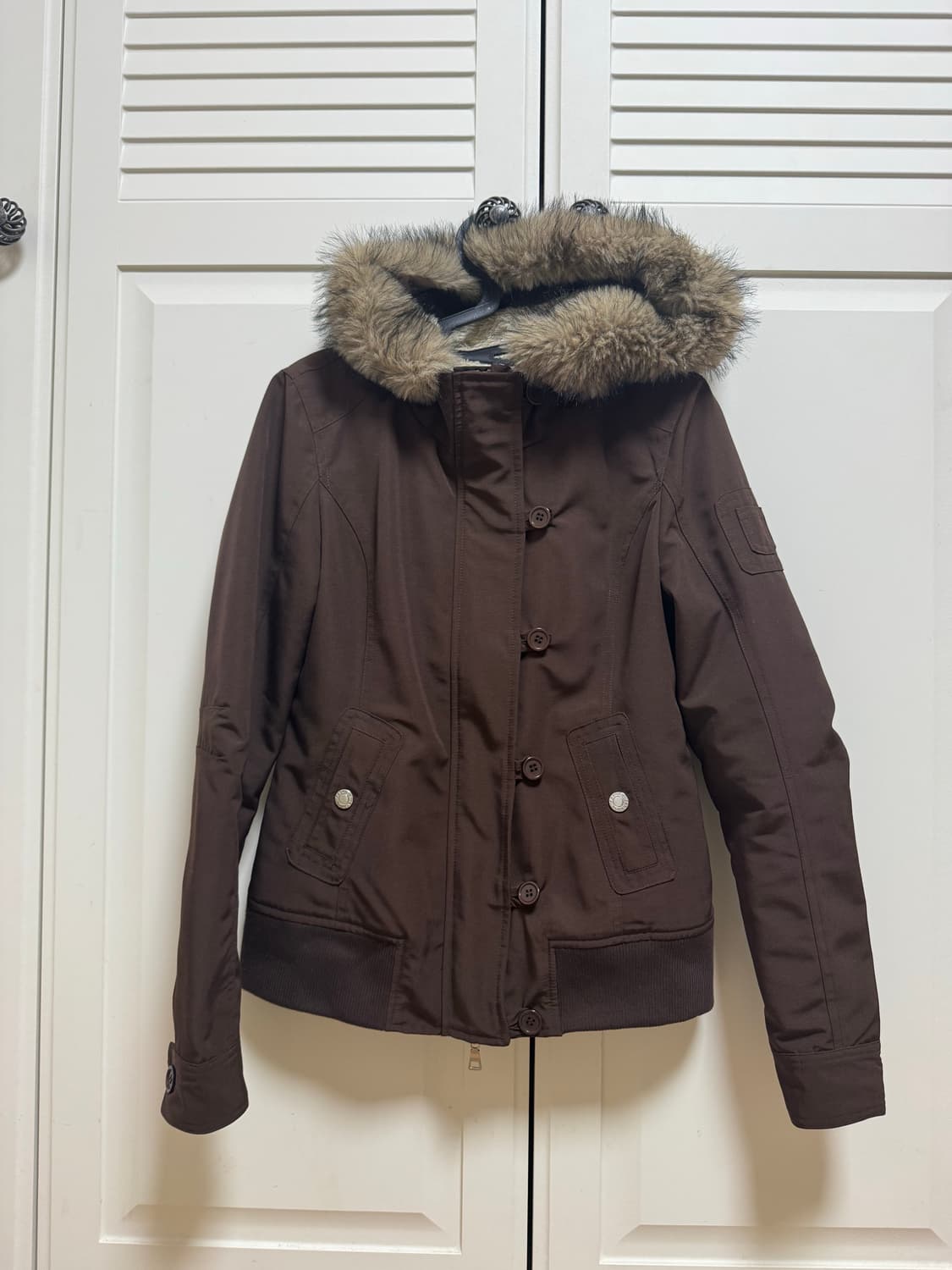 갸루 y2k 아베크롬비 브라운 퍼자켓 상품이미지1