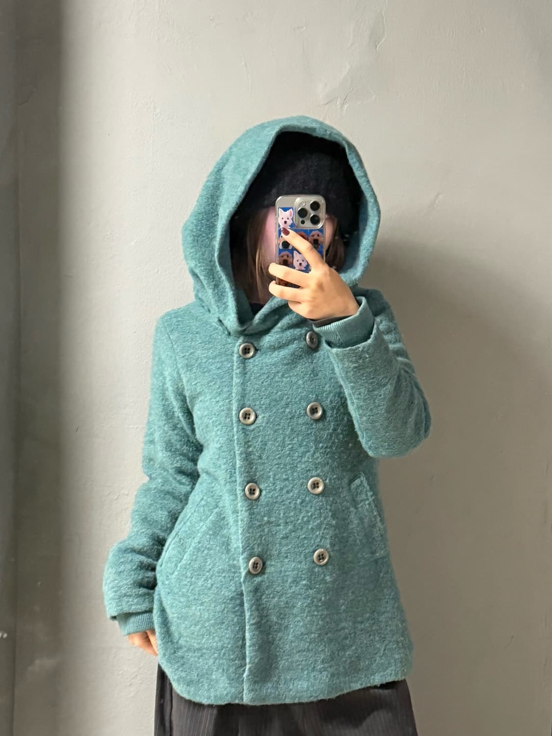 Italy big hood double button point coat 상품이미지3