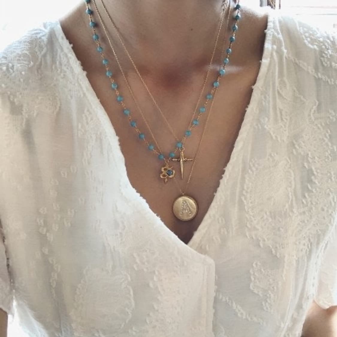 소윰 원석 비즈 목걸이(터키석) 상품이미지3