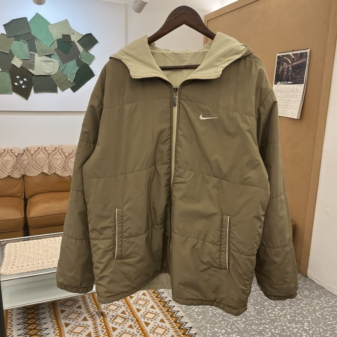 나이키 해리티지 스우시 리버시블 오트밀카키 점퍼 자켓 XL C10675 상품이미지5