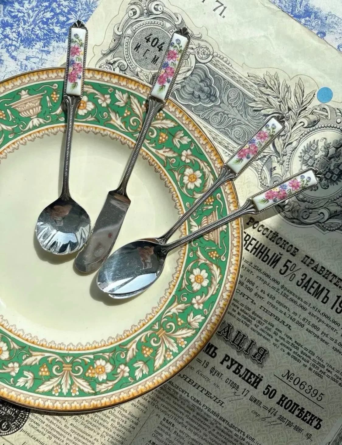 일본 빈티지 실버플레이트 스푼포크 버터나이프세트 상품이미지4