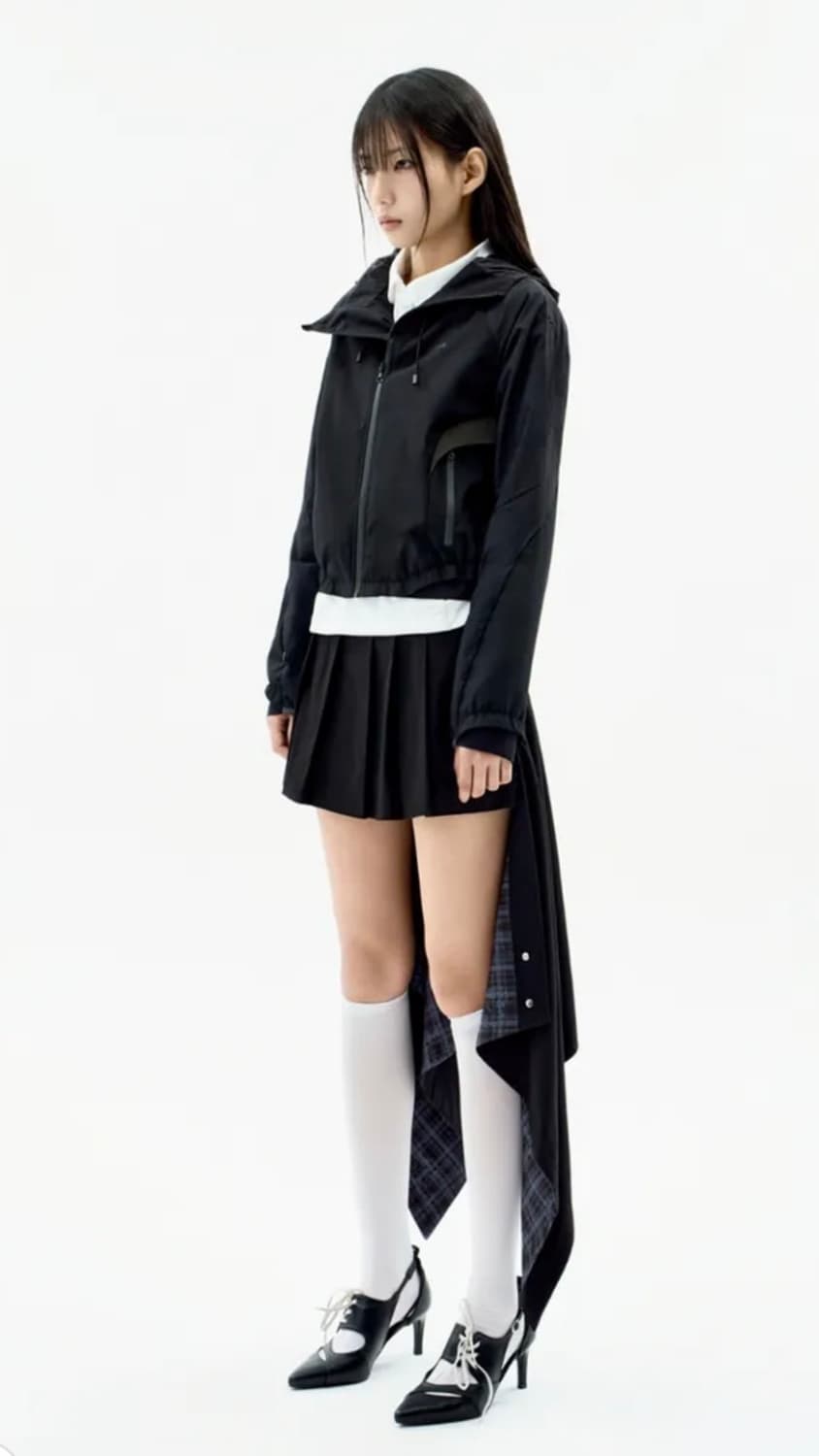 오호스 Paneled Crop Shell Jacket / Black 상품이미지4