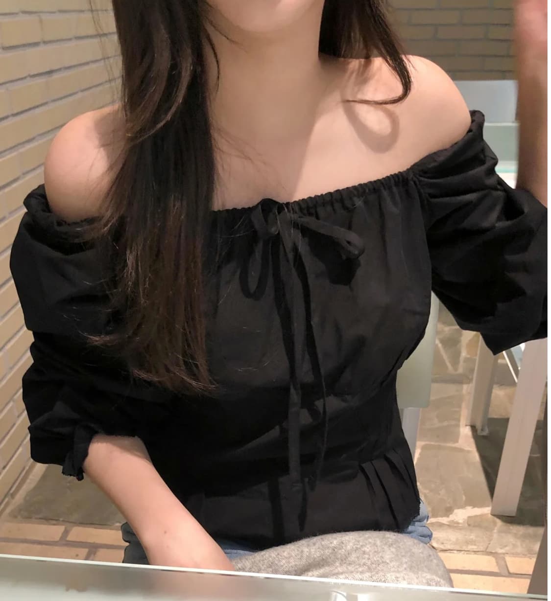 zaenio 제니오 웬디 투웨이 블라우스 블랙 새상품 상품이미지1