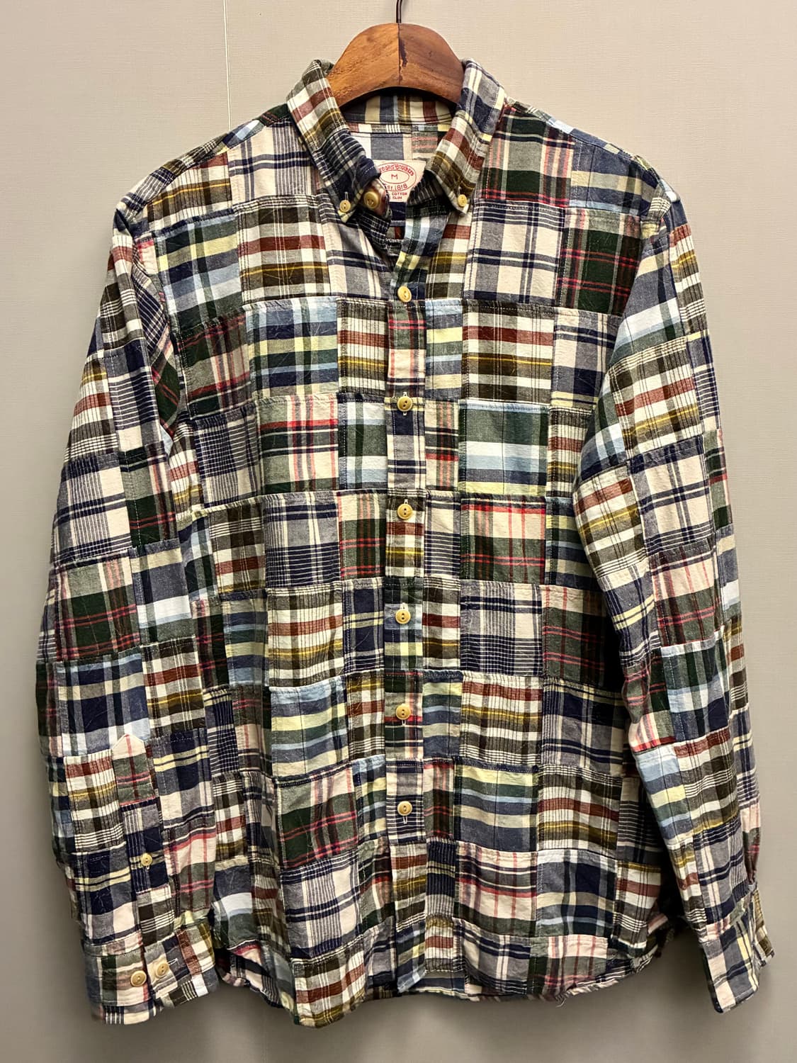 (M)브룩스브라더스 마드라스 패치워크 코튼 버튼다운 셔츠 상품이미지1