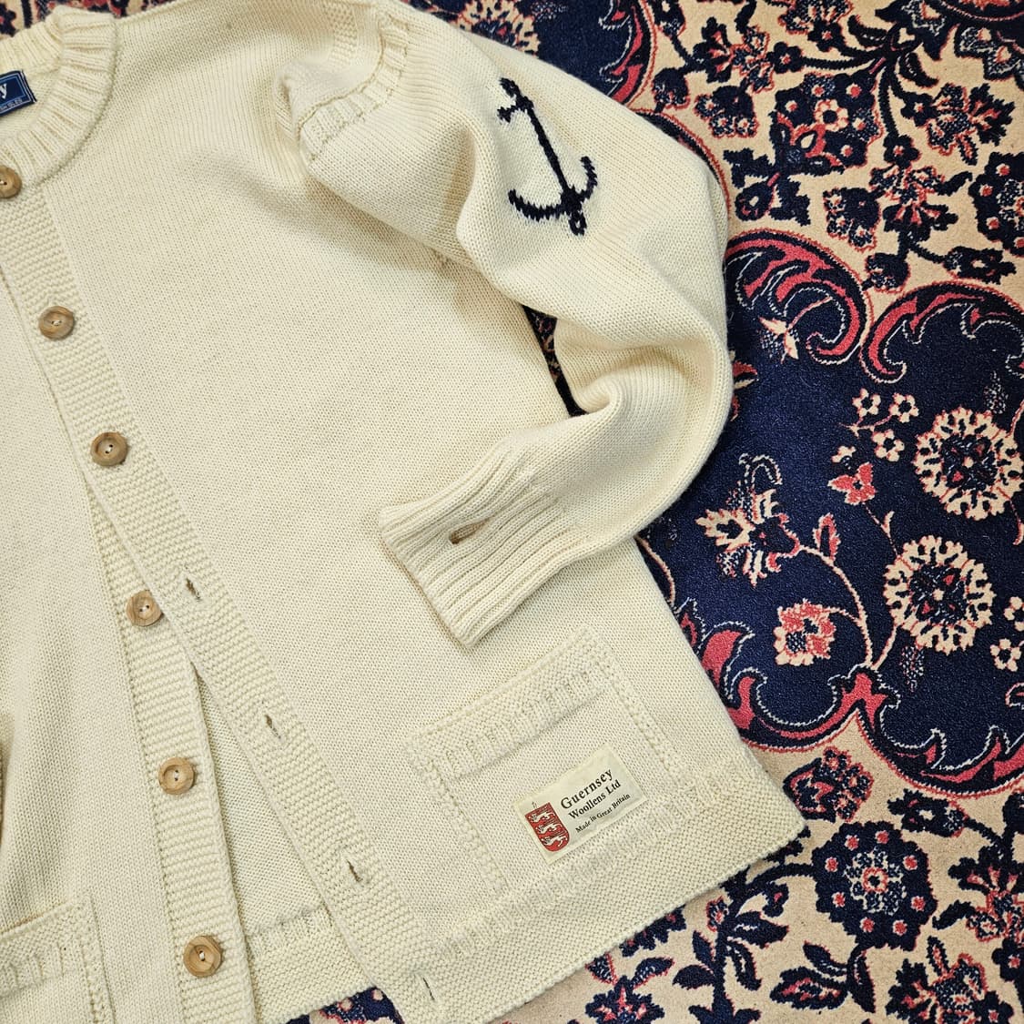 건지울른스 in 영국 양모 피셔맨 버튼 가디건 40size 상품이미지3