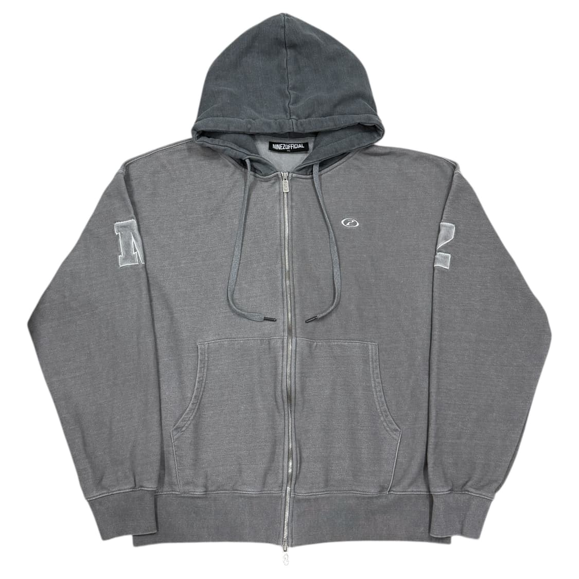 나인제트 피그먼트 아플리케 후드집업 자켓 그레이 2XL 상품이미지1