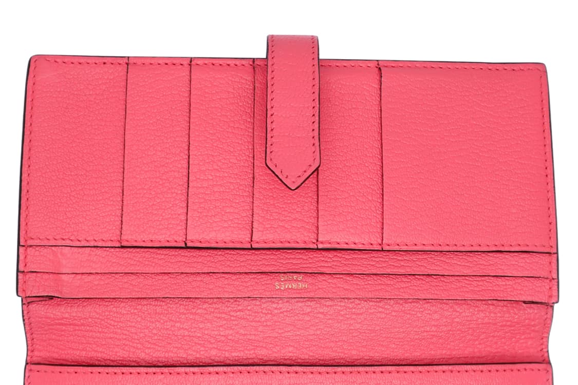 에르메스 베안 소플렛 딥로즈 핑크 쉐브레 마이소르 금장 장지갑 상품이미지4