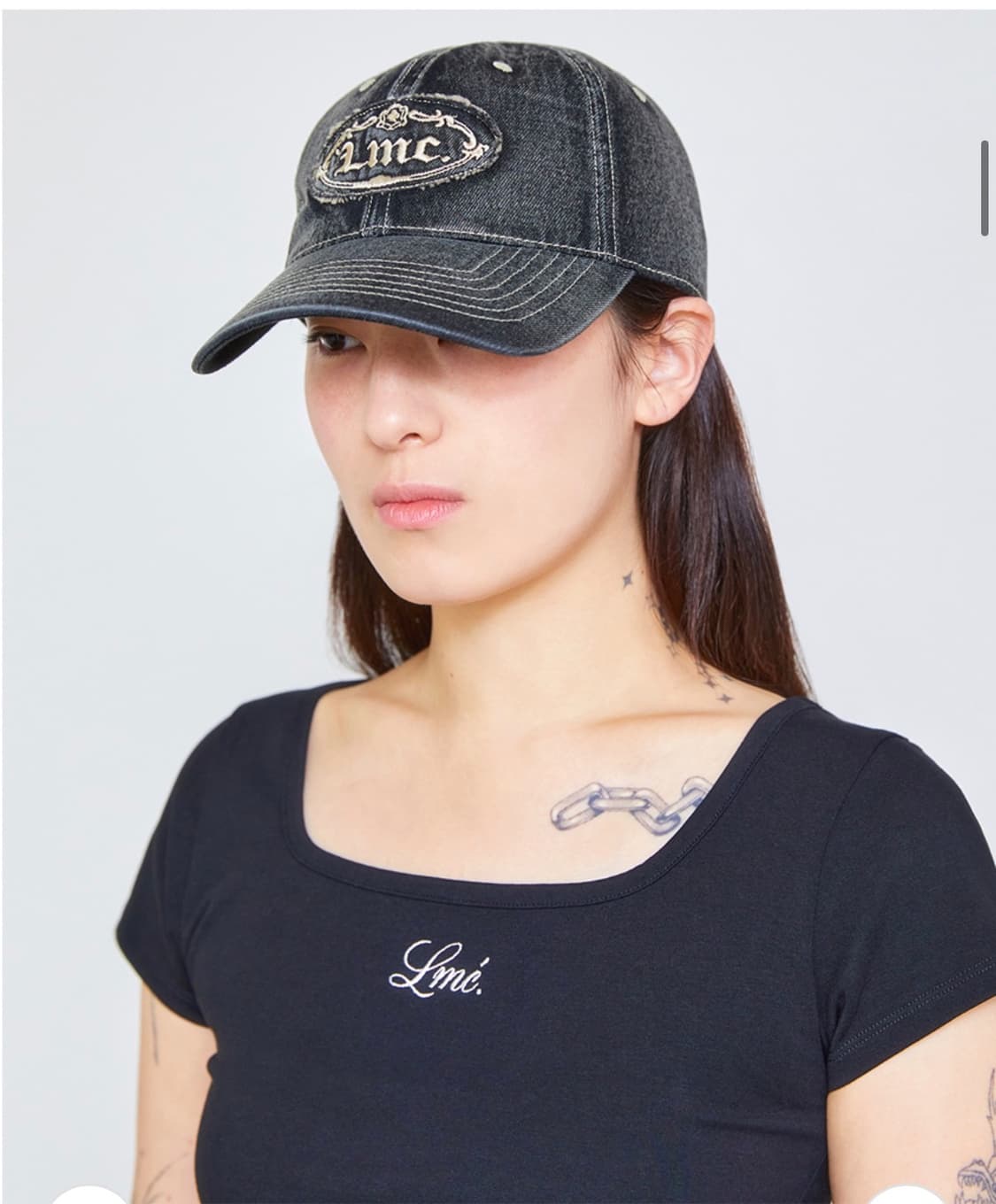 Washed Denim Gothic Oval Cap 상품이미지3