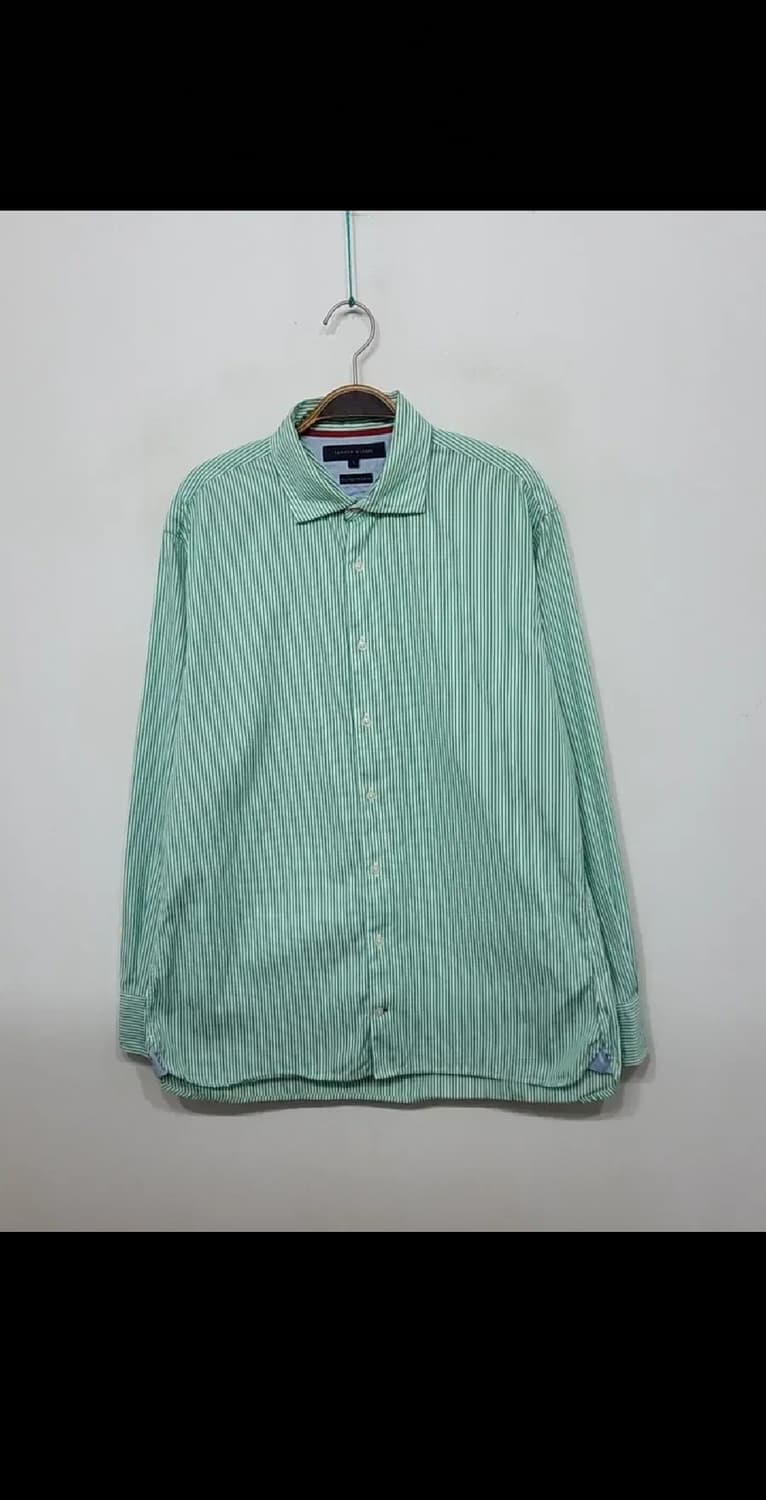 (XL) 타미힐피거 셔츠 스트라이프 로고 남방 토미 캐주얼  상품이미지1
