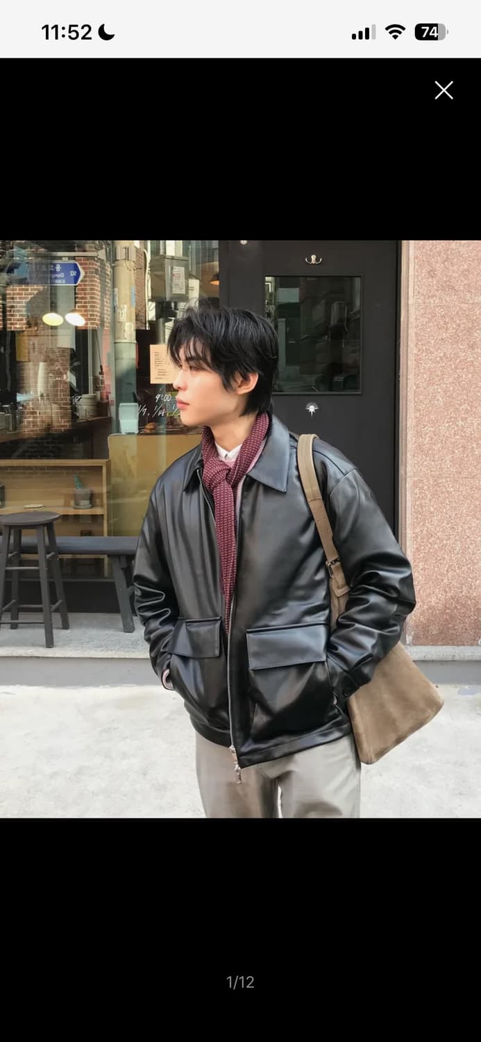 리메인세컨드 비건레더 오버핏 블루종 자켓 (블랙) 상품이미지1