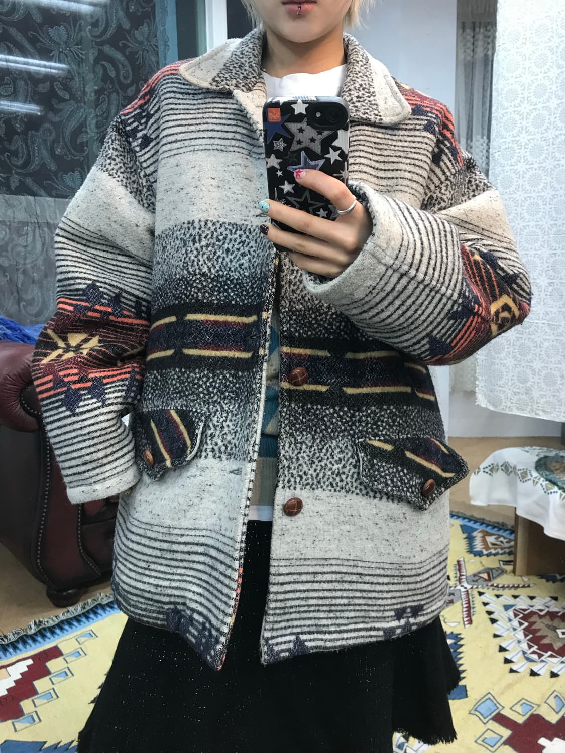 빈티지 나바호 패턴 패디드 모직점퍼  상품이미지2