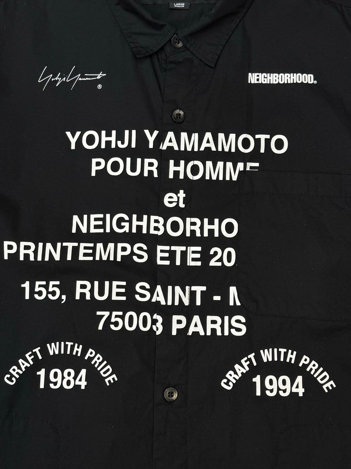 [L] 요지 야마모토 x 네이버후드 블랙 코튼 프린트 셔츠  상품이미지3