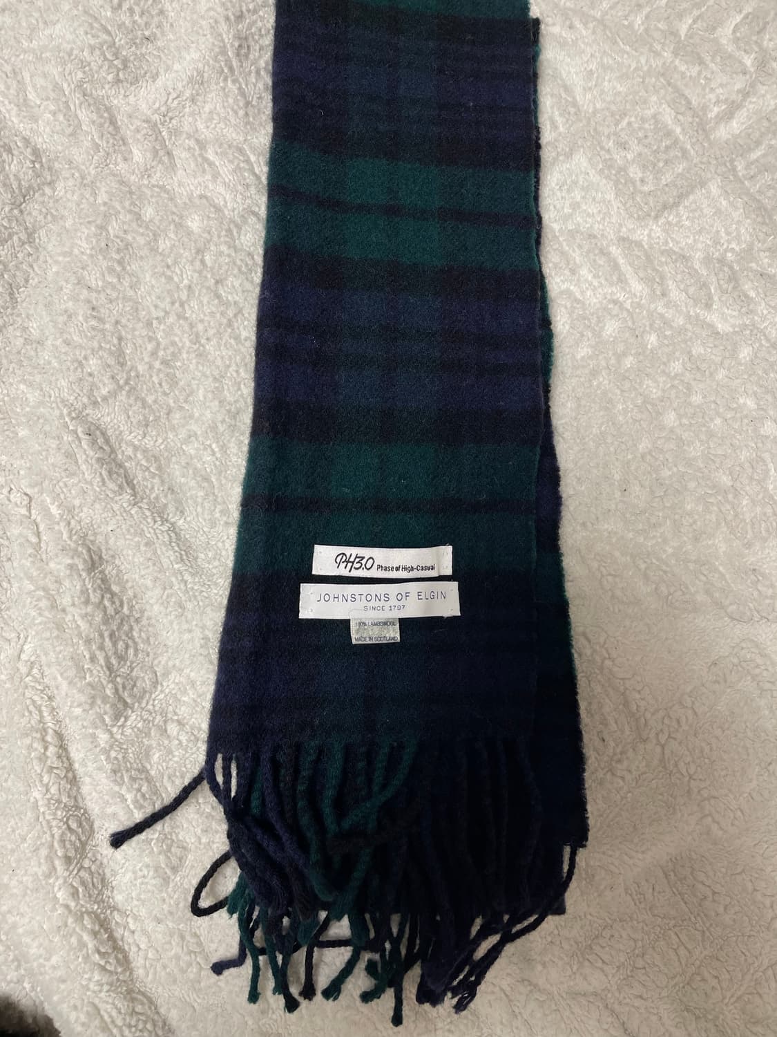 존스톤스 오브 엘긴 울100 블랙와치 슬림 머플러 상품이미지5