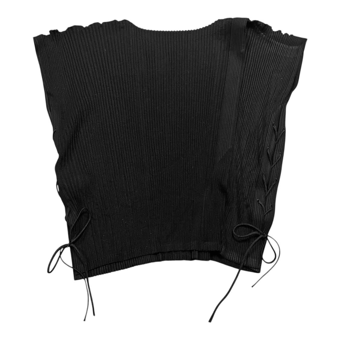 ✨ (바배) 이세이미야케 플리세 민소매 사이드 끈 리본 베스트 상품이미지2