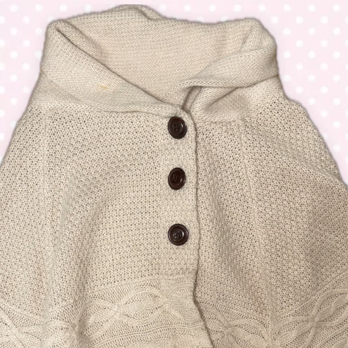 Glacier 라떼갸루맛 초코라떼맛 단추 니트 가디건 케이프 상품이미지2