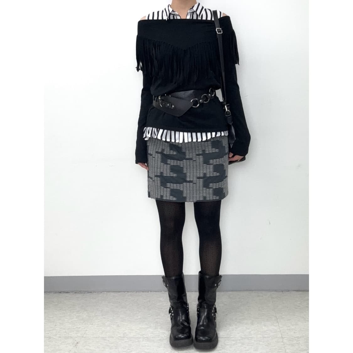 빈티지 그레이 울 스커트 상품이미지1