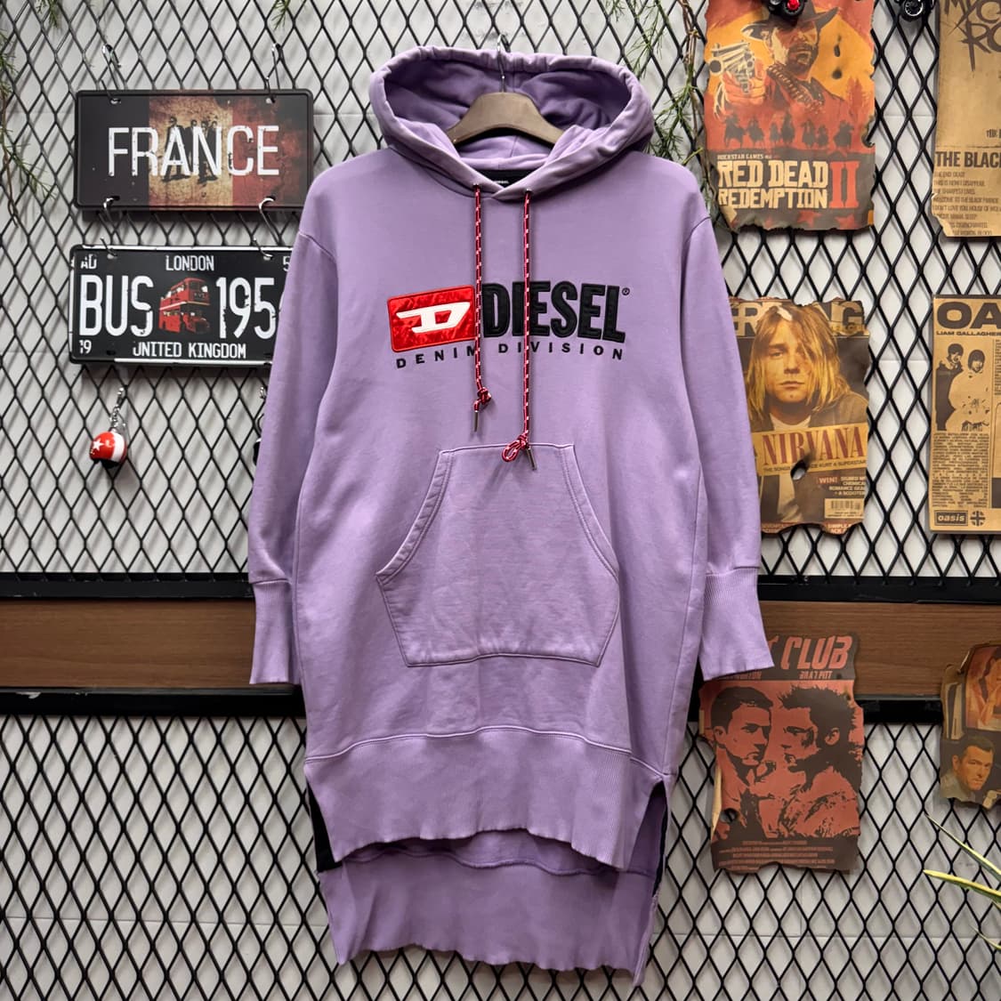 디젤 후드 원피스 전면 데님 디비전 로고 포인트 퍼플 상품이미지1