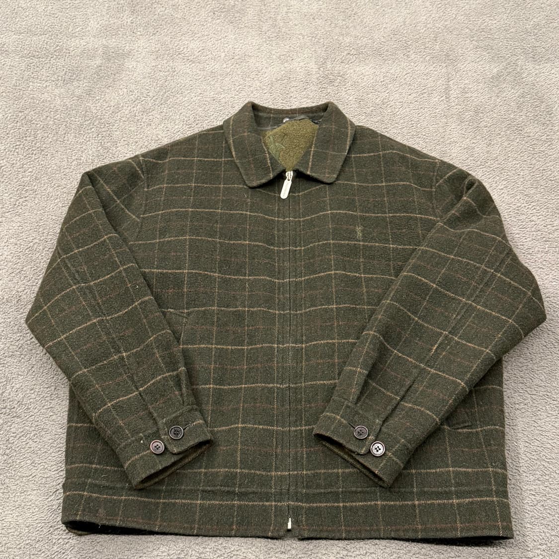 [정품/100] 입생로랑 체크 울 자켓 브라운 그린 c1 상품이미지2