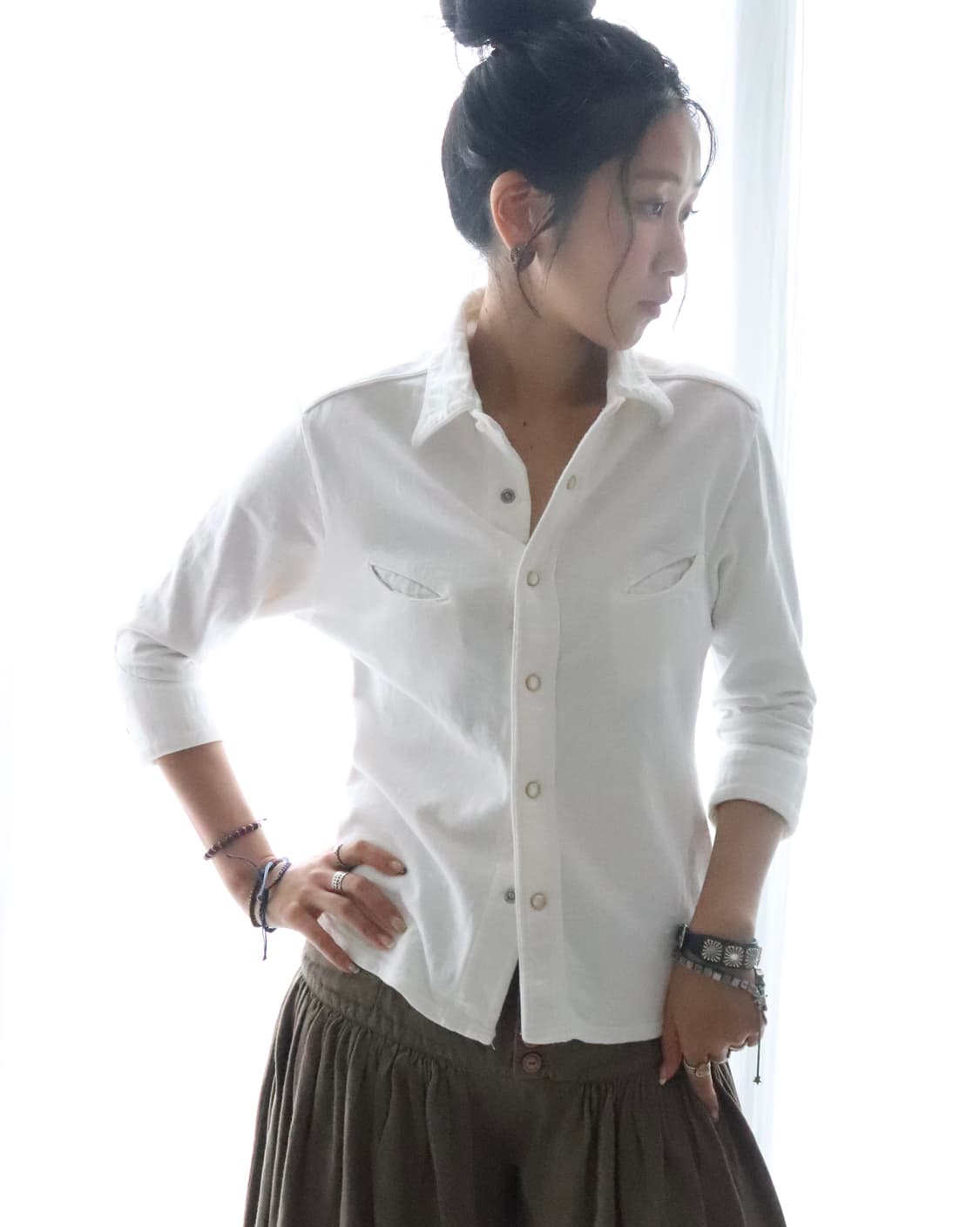 [Kapital] White 3/4 Sleeve Shirt Jacket  상품이미지1